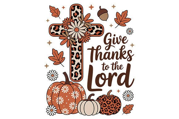 Give Thanks Png Autumn Christian Graphics & T-Shirt Designs