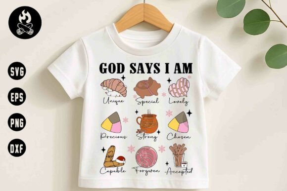 God Says I Am Pan Dulce Christian SVG in Real Embroidery