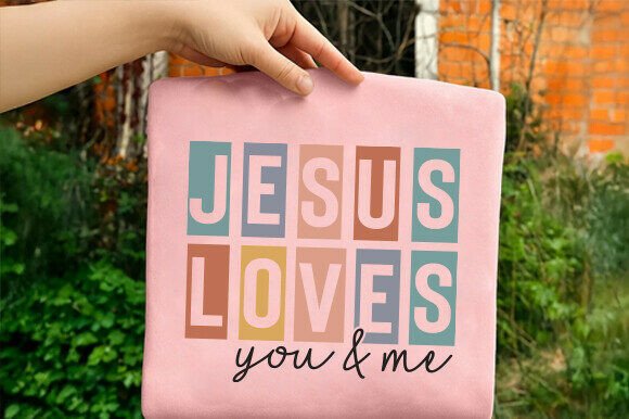 Jesus Loves You Me PNG: Boho Christian Graphics