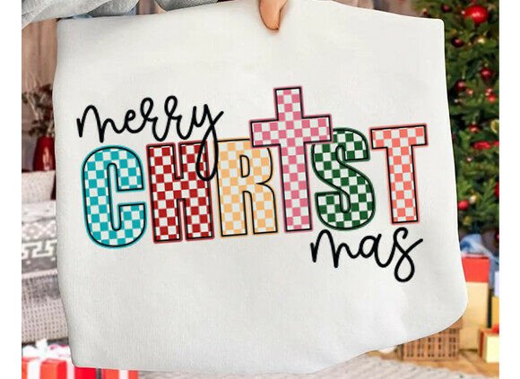 Merry Christmas Cross PNG: Christian Graphic for T-Shirt Designs
